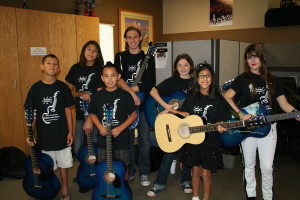 The students backstage after performing for a few hundred people.